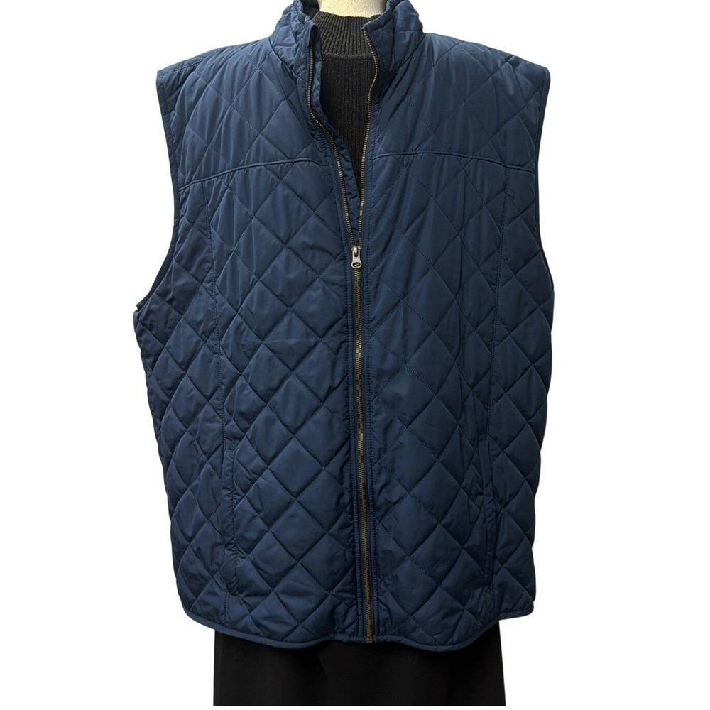 Magellan Outdoors Mens Quilted Puffer Vest Water Resistant Blue 2XL Classic Fit